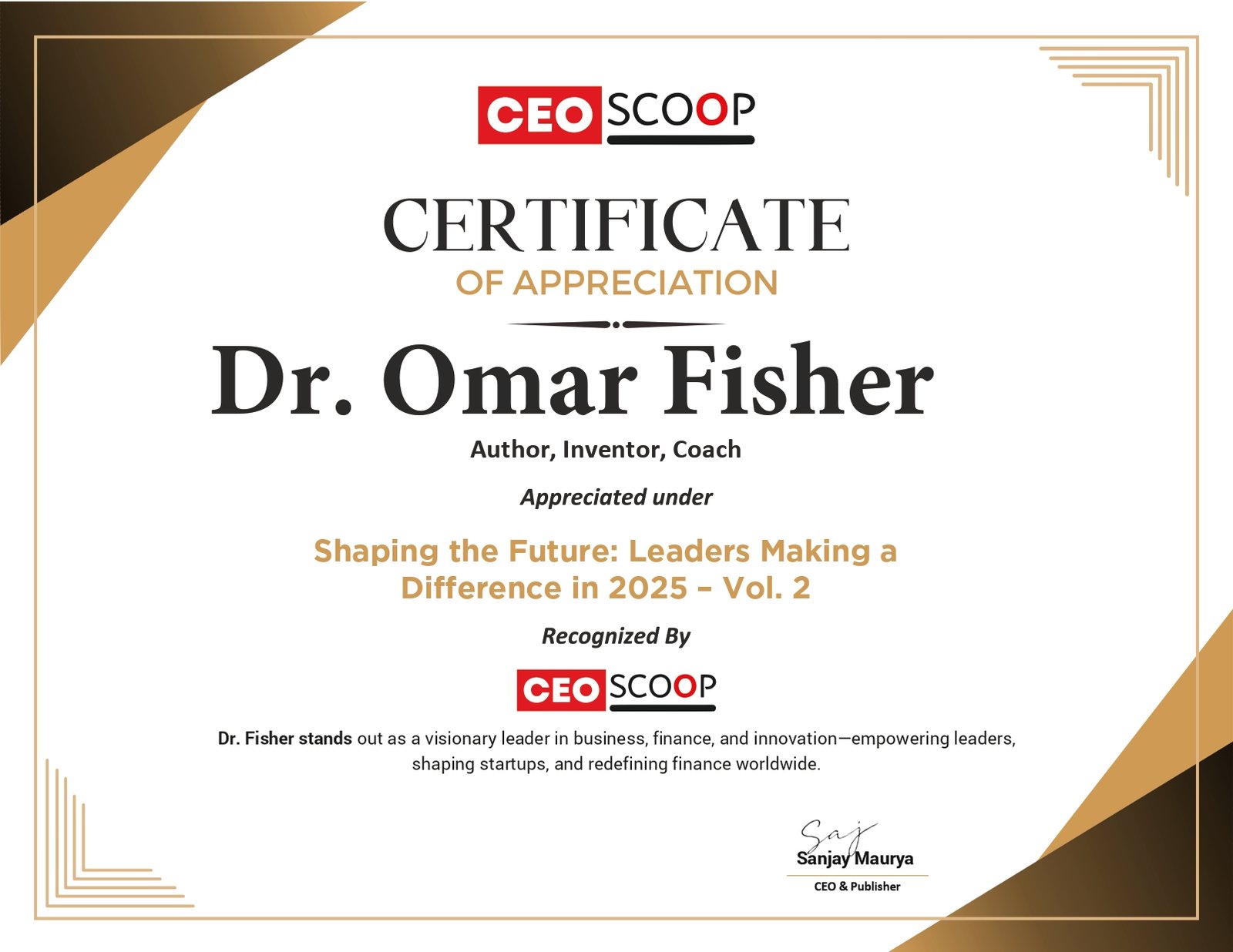 Dr. Omar Fisher, Visionary Leader in Business