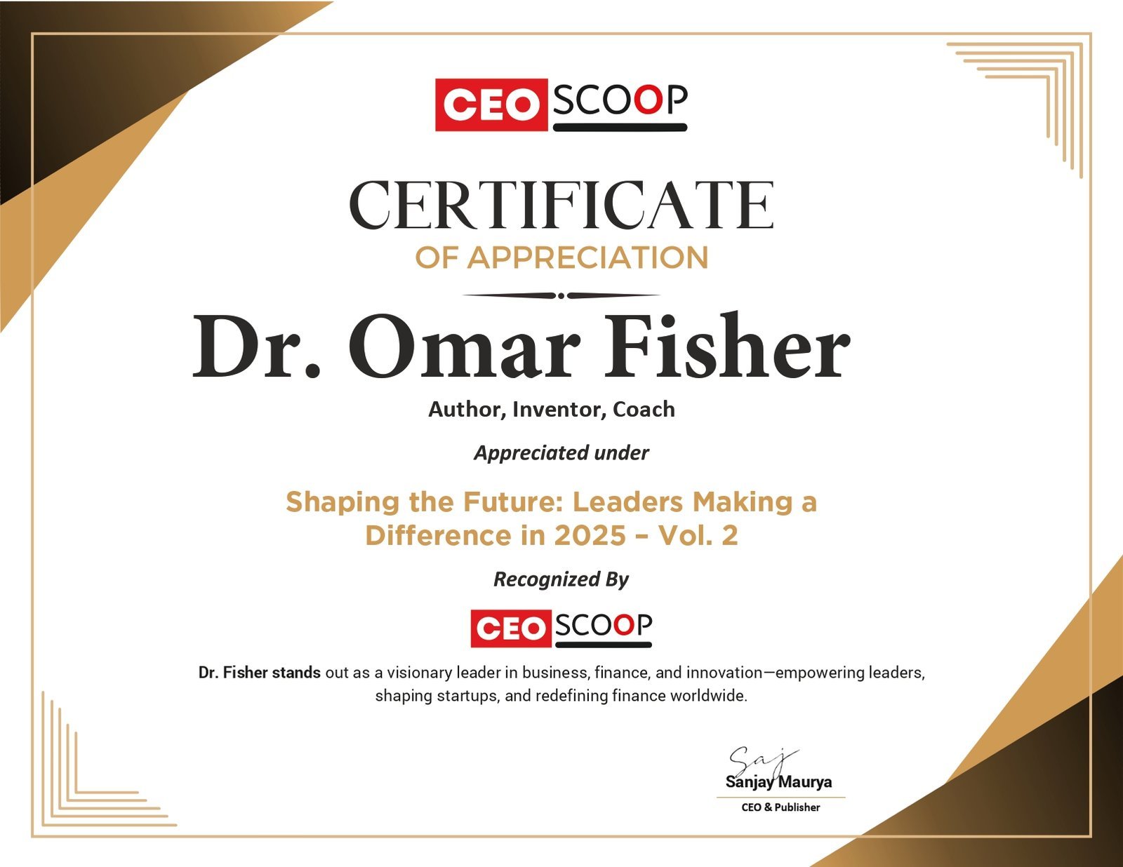 Dr. Omar Fisher, Visionary Leader in Business